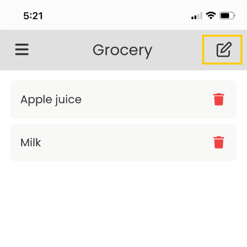 Screenshot of rename list modal